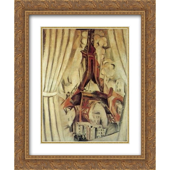 Robert Delaunay 2x Matted 20x24 Gold Ornate Framed Art Print 'Window, Eiffel Tower'