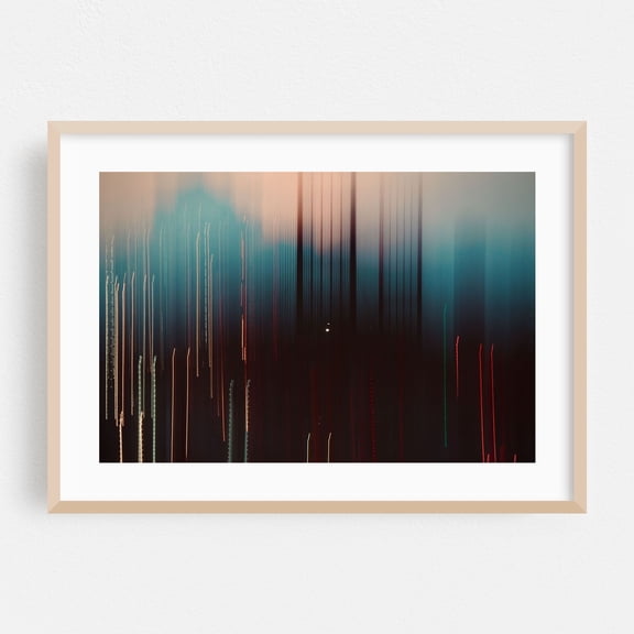 Robert F. Kennedy Bridge - Queens New York Photography Abstract Cityscape Modern Art Nightlife Skyline Surrealism Geometric Oak Framed Wall Art Print 5 x 7 inches