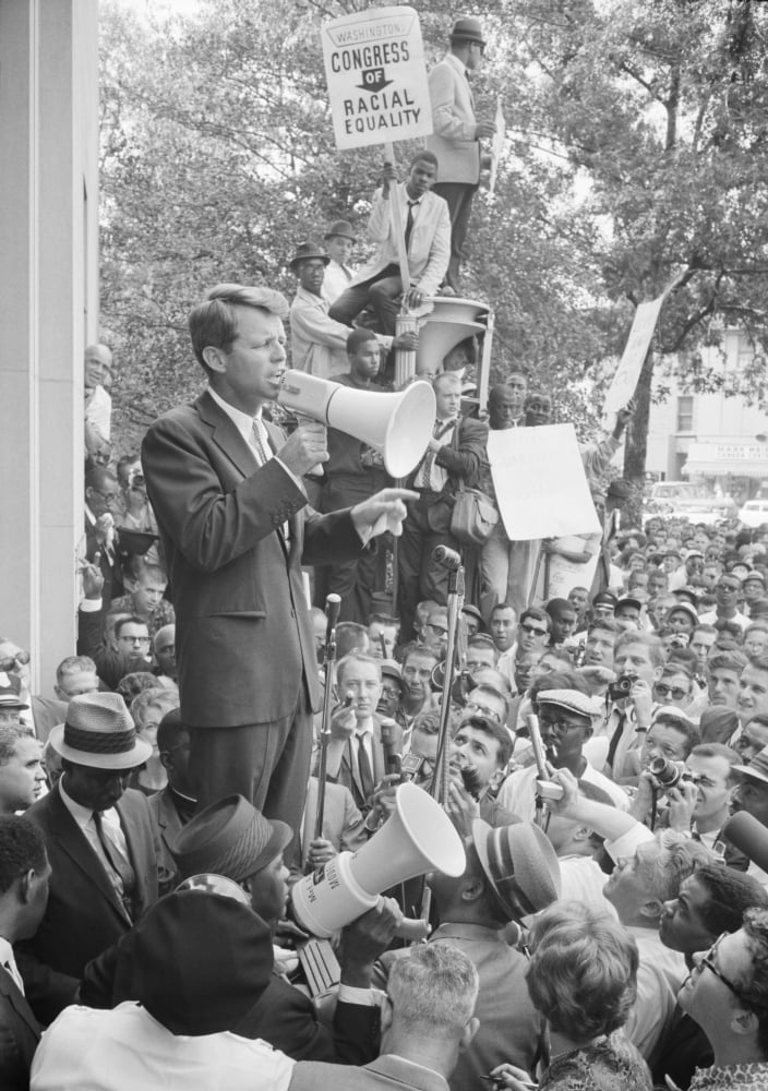 Robert F Kennedy speaking at a Congress of Racial Equality rally Canvas Art - John ParrotStocktrek Images (12 x 17)