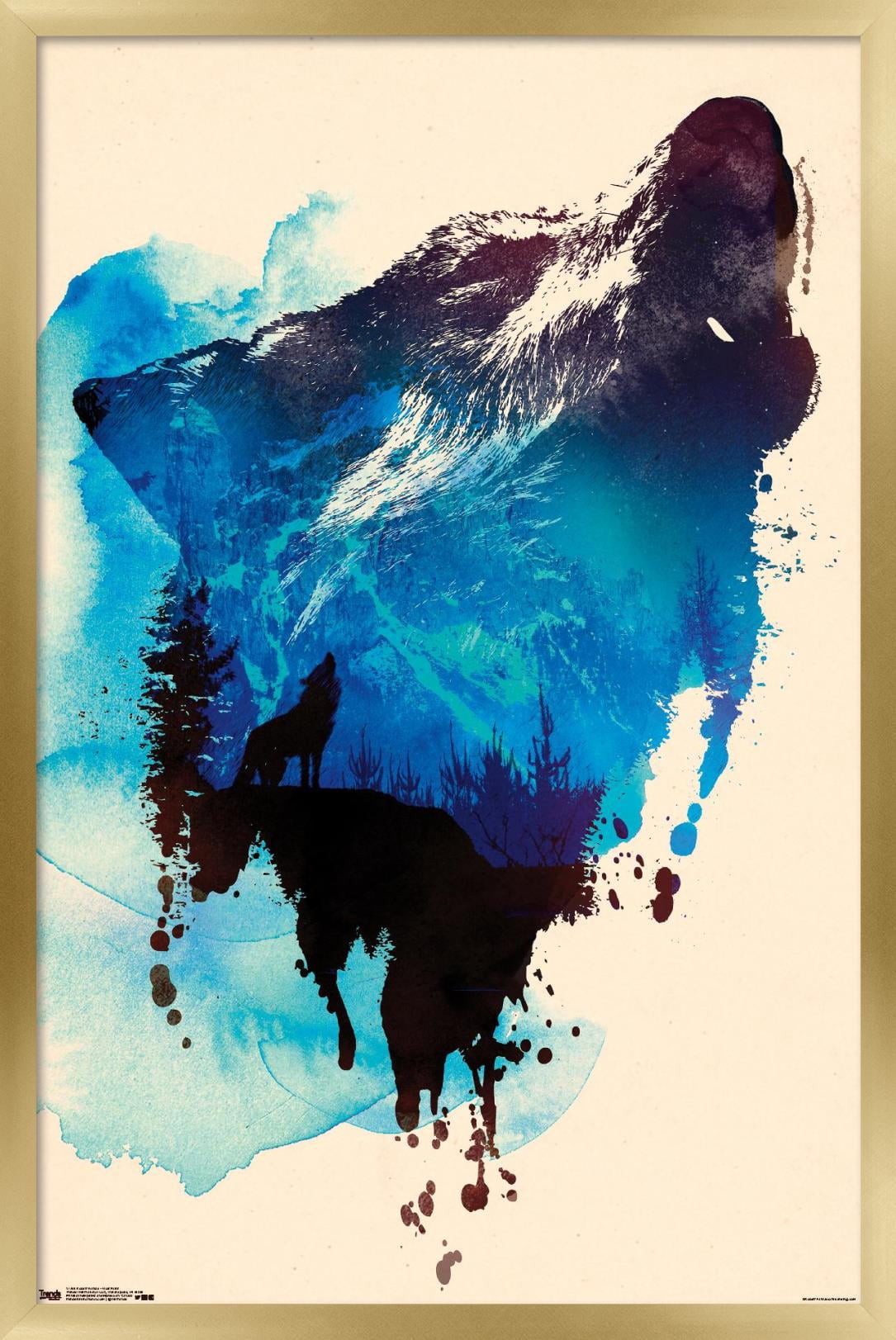 Robert Farkas - Wolf Paint Wall Poster, 22.375" x 34", Framed