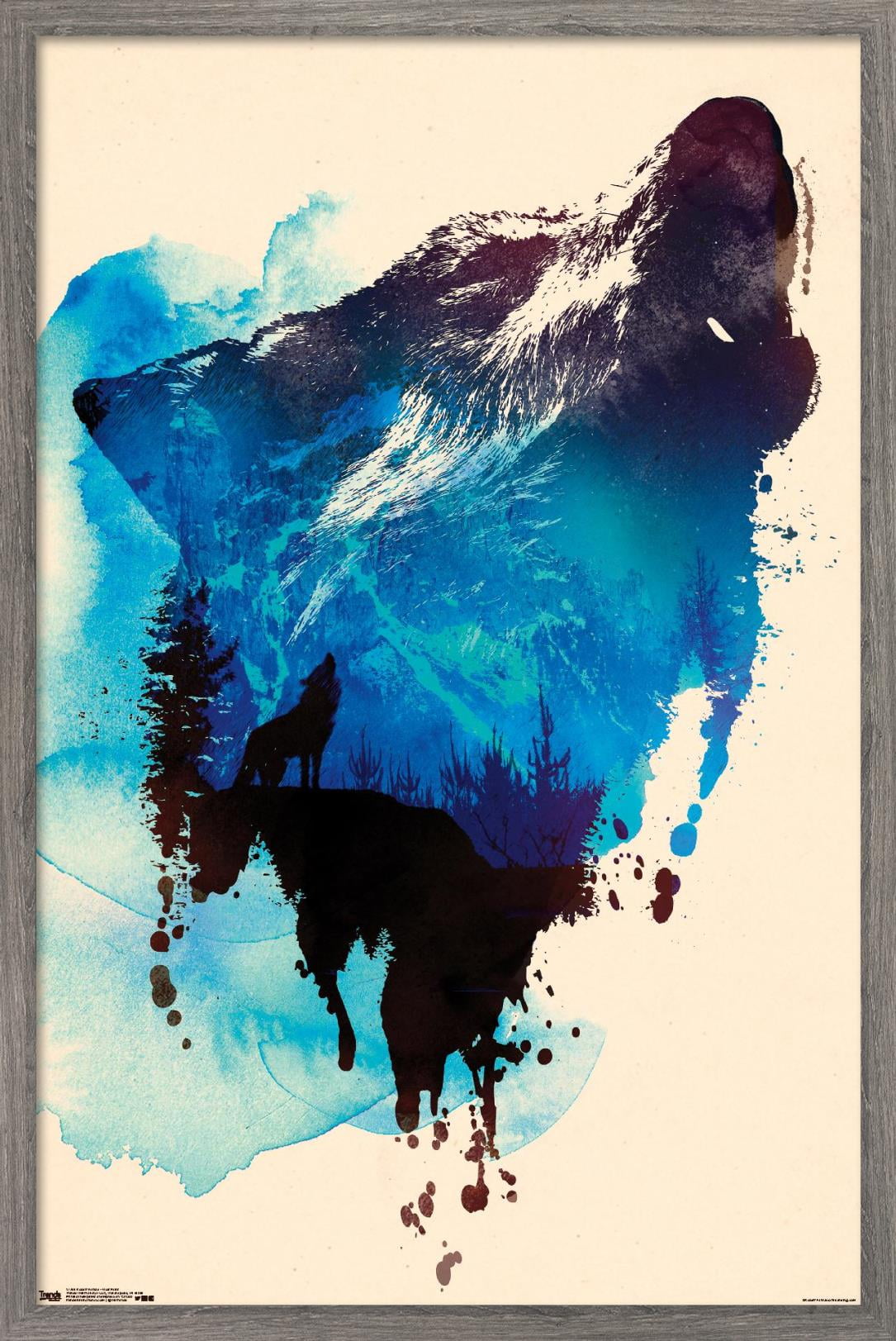 Robert Farkas - Wolf Paint Wall Poster, 22.375" x 34", Framed