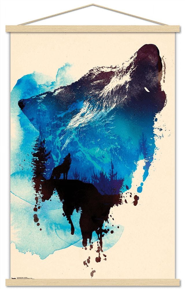 Robert Farkas - Wolf Paint Wall Poster with Wooden Magnetic Frame, 22.375" x 34"