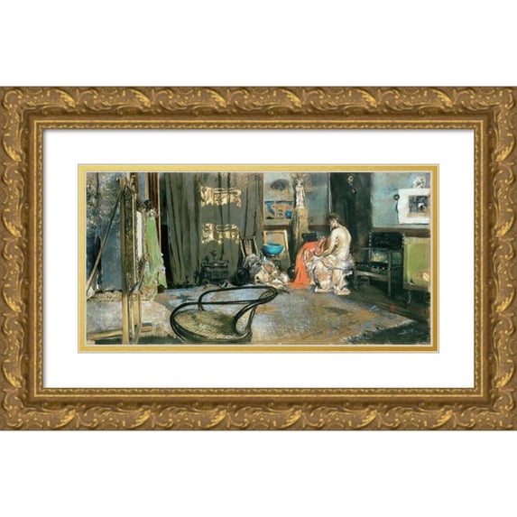 Robert Frederick Blum 18x11 Gold Ornate Wood Frame and Double Matted Museum Art Print Titled - Studio of Robert F. Blum (1883)