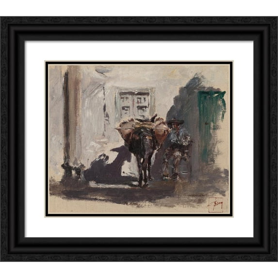 Robert Frederick Blum 23x20 Black Ornate Framed Double Matted Museum Art Print Titled: Spanish Muleteer (1882)