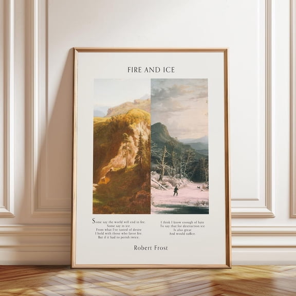 Robert Frost Fire and Ice Classic Poetry Home Decor, Unframed Paper Poster 8x10in