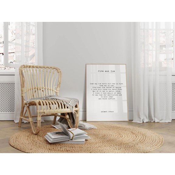 Robert Frost Poem Wall Art Print, Fire And Ice Quote, Inspirational Office And Bedroom Decor