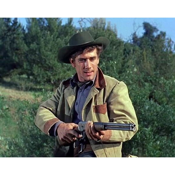 Robert Fuller as Jess Harper points rifle Laramie TV 8x10 inch photo
