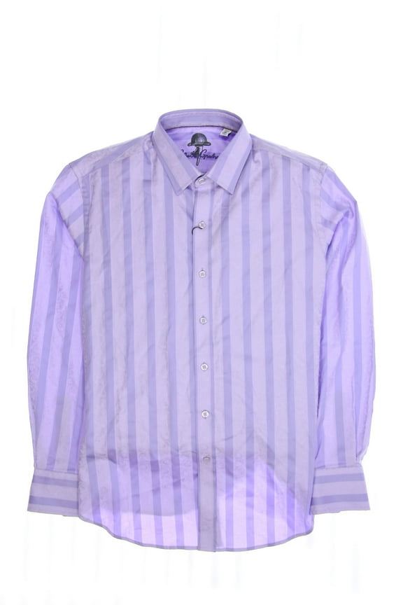 'Bouverie' Men's Striped Button Down Shirt Sport (Large, Light Purple)