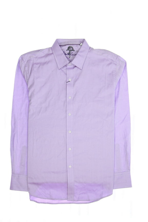 'Camomile' Men's Striped Button Down Shirt Sport (Large, Light Purple)