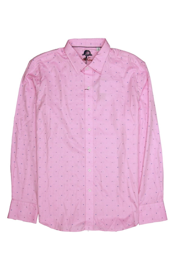 'Cornhill' Men's Abstract Button Down Shirt (Large, Light Pink)