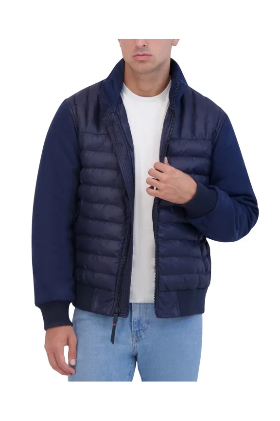 Men's Quilted Bomber Jacket & Vest - Navy Size Large
