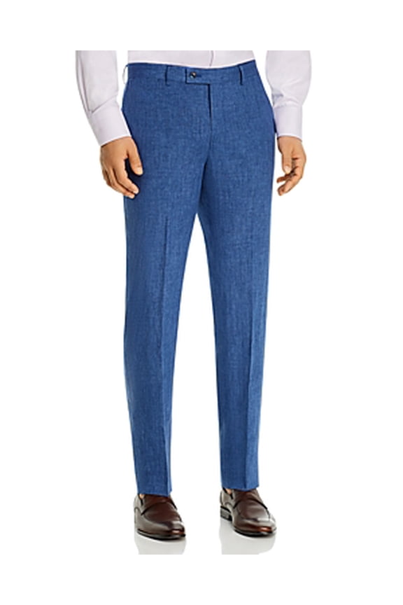 Mens Slim fit Dress Pants 33 / 32 Navy Blue Solid Stretch