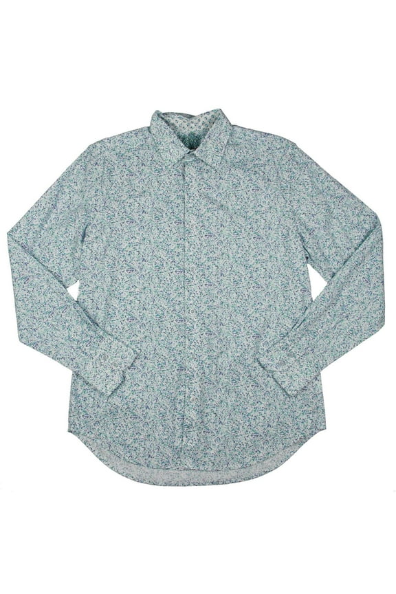 Mens Testa Printed Classic Fit Button-Down Shirt White S