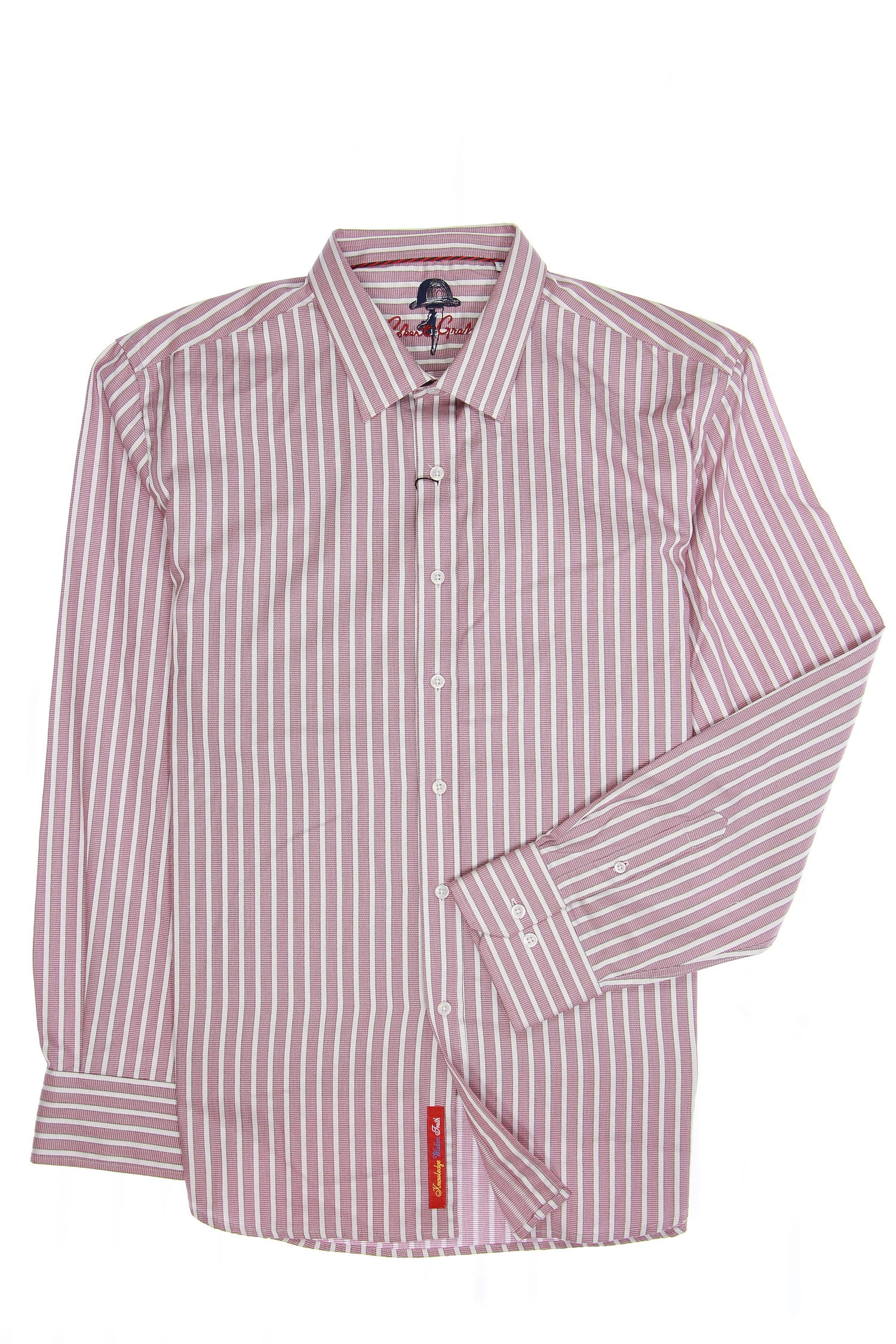 mens burgundy striped dress shirt 15.5