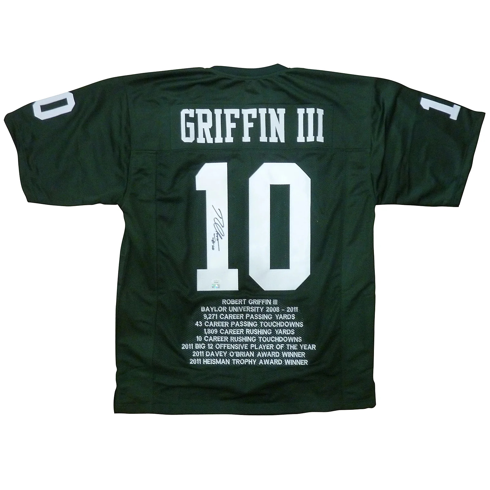 Robert Griffin III Autographed Baylor Bears (Green 10) Custom STAT