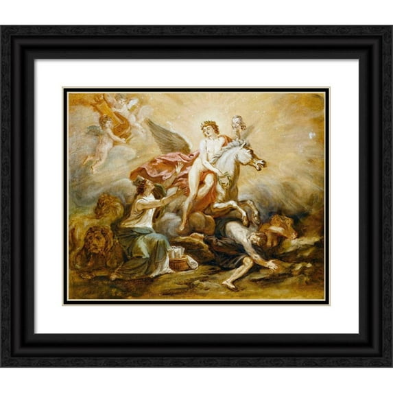Robert-Guillaume Dardel 24x20 Black Ornate Framed Double Matted Museum Art Print Titled: Allegory to the Glory of Voltaire (1773 - 1783)