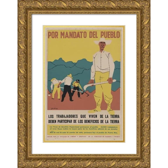 Robert Gwathmey 18x24 Gold Ornate Framed and Double Matted Museum Art Print Titled - By Mandate of the People - the Workers Who Live on the Earth Must Participate in the Benefits of the Eart