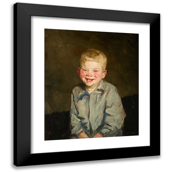 Robert Henri 12x14 Black Modern Framed Museum Art Print Titled - Laughing Boy (1910)