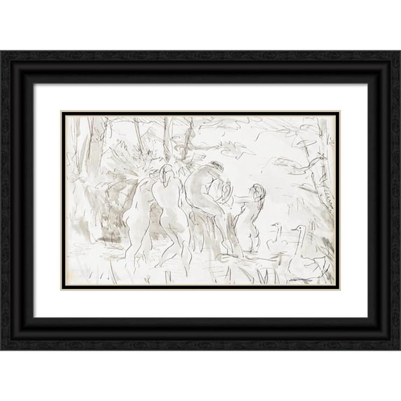 Robert Henri 14x11 Black Ornate Wood Framed Double Matted Museum Art Print Titled: Four Female Bathers (About 1900)