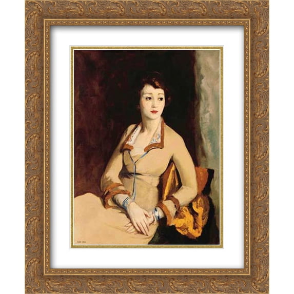 Robert Henri 2x Matted 20x24 Gold Ornate Framed Art Print 'Portrait of Fay Bainter'