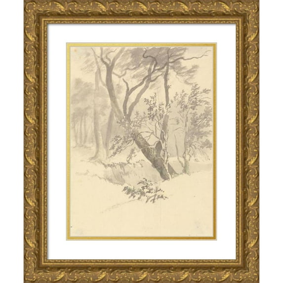 Robert Hills 12x14 Gold Ornate Wood Frame and Double Matted Museum Art Print Titled - The Wood