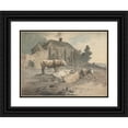 thumbnail image 1 of Robert Hills 18x14 Black Ornate Wood Framed Double Matted Museum Art Print Titled - Long-Horned Cattle, 1 of 5