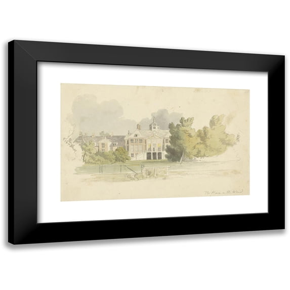Robert Hills 24x16 Black Modern Framed Museum Art Print Titled - View of Huis Ten Bosch (1811 - 1816)