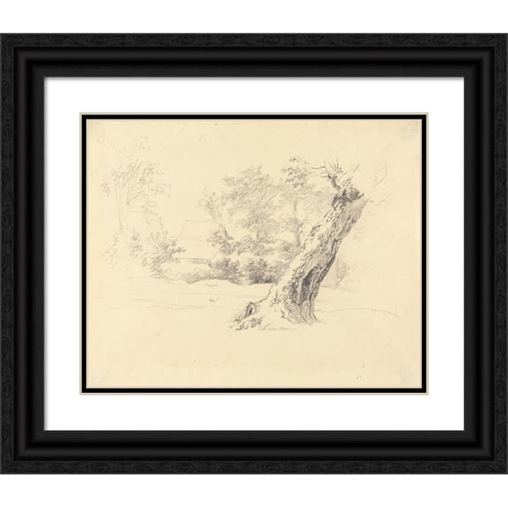 Robert Hills 24x20 Black Ornate Framed Double Matted Museum Art Print Titled: Tree Study