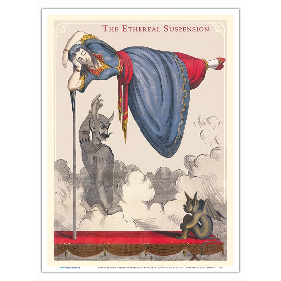 Robert Houdin’s Ethereal Suspension - Vintage Magic Poster by Warren, Johnson & Co. c.1879 - Master Art Print (Unframed) 9in x 12in