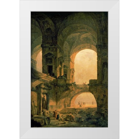 Robert, Hubert 11x14 White Modern Wood Framed Museum Art Print Titled - Vaulted Arches Ruin