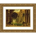 thumbnail image 1 of Robert, Hubert 18x14 Gold Ornate Wood Framed with Double Matting Museum Art Print Titled - Vue Imaginaire de la Grande Galerie en Ruins, 1 of 4