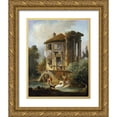 thumbnail image 1 of Robert, Hubert 20x24 Gold Ornate Wood Framed with Double Matting Museum Art Print Titled - Washerwomen Outside The Temple of The Sibyl, Tivoli, 1 of 4