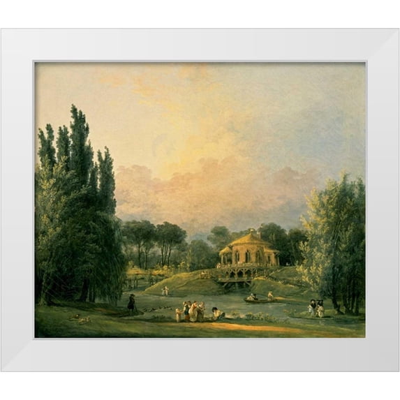 Robert, Hubert 30x26 White Modern Wood Framed Museum Art Print Titled - Italian Tempietto in a Park
