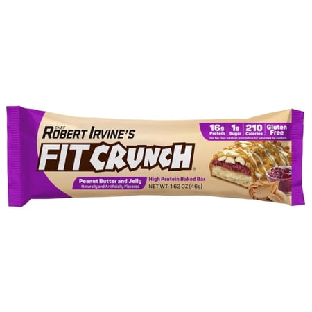 Robert Irvine's Fit Crunch Bar Peanut Butter and Jelly (Pack of 6)