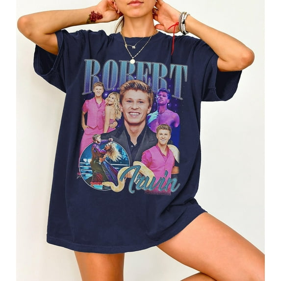 Robert Irwin Dwts Bootleg Vintage T-Shirt, Robert And Witney Dancing With The Stars Shirt, Dancing Show Shirt, Gift For Fan,Navy Color,Size XL