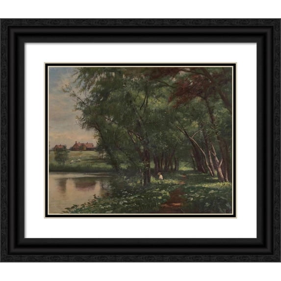 Robert Jenkins Onderdonk 14x12 Black Ornate Wood Framed Double Matted Museum Art Print Titled: Tranquil Silence