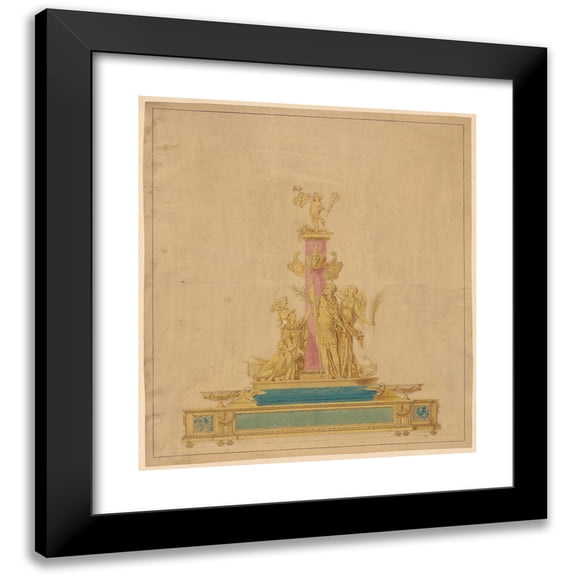 Robert-Joseph Auguste 12x13 Black Modern Framed Museum Art Print Titled - Drawing for an Inkstand (1780)