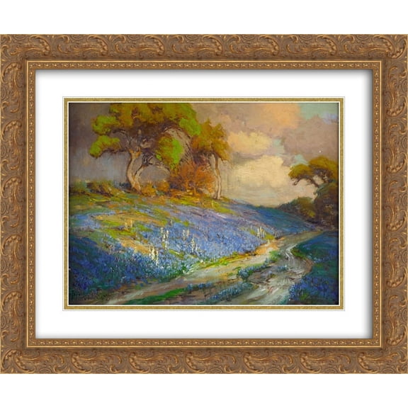 Robert Julian Onderdonk 2x Matted 24x20 Gold Ornate Framed Art Print 'Late Afternoon in the Bluebonnets, S. W. Texas'
