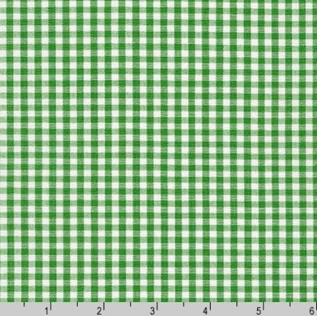 Kelly Green and White Cotton Plaid Fabric by the Yard