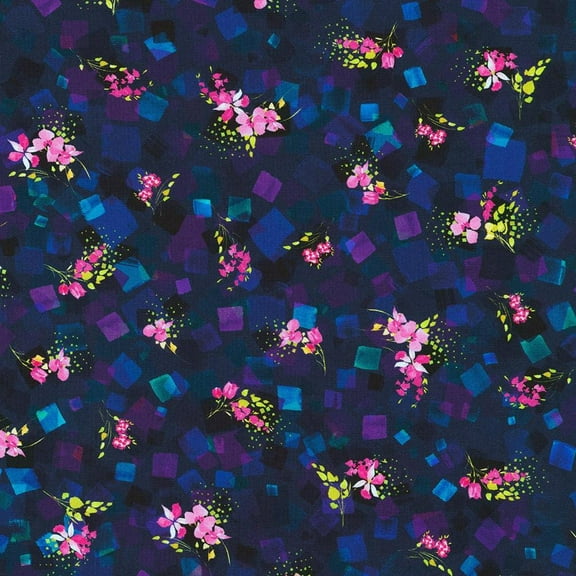 Robert Kaufman Fabrics Bright Side Wishwell Floating Bouquets Midnight