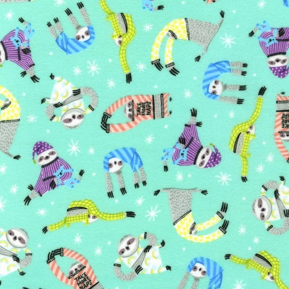 Robert Kaufman Fabrics Hello Sleepy Flannel Hello Lucky! Sheep Breeze