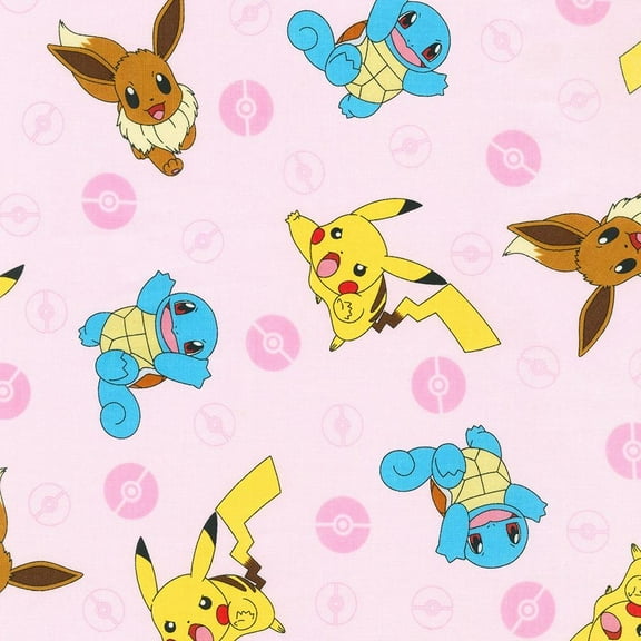 Robert Kaufman Fabrics Pokemon Action Characters Blush