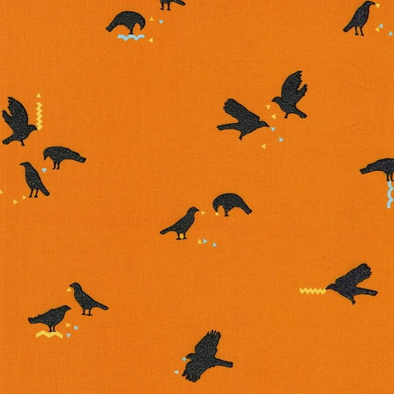 Robert Kaufman Fabrics Totally Twighlight Wishwell Ravens Jack O Lantern Faces Pumpkin