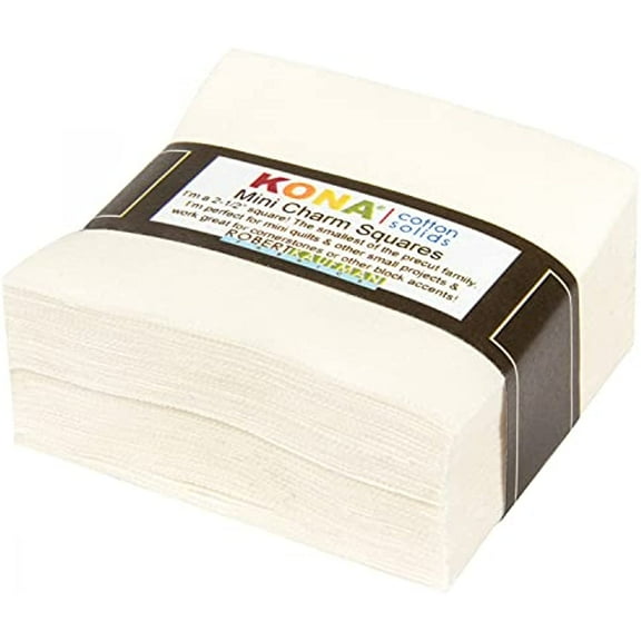 Robert Kaufman Kona Cotton Snow Mini Charms 84 Squares 2.5 Inches
