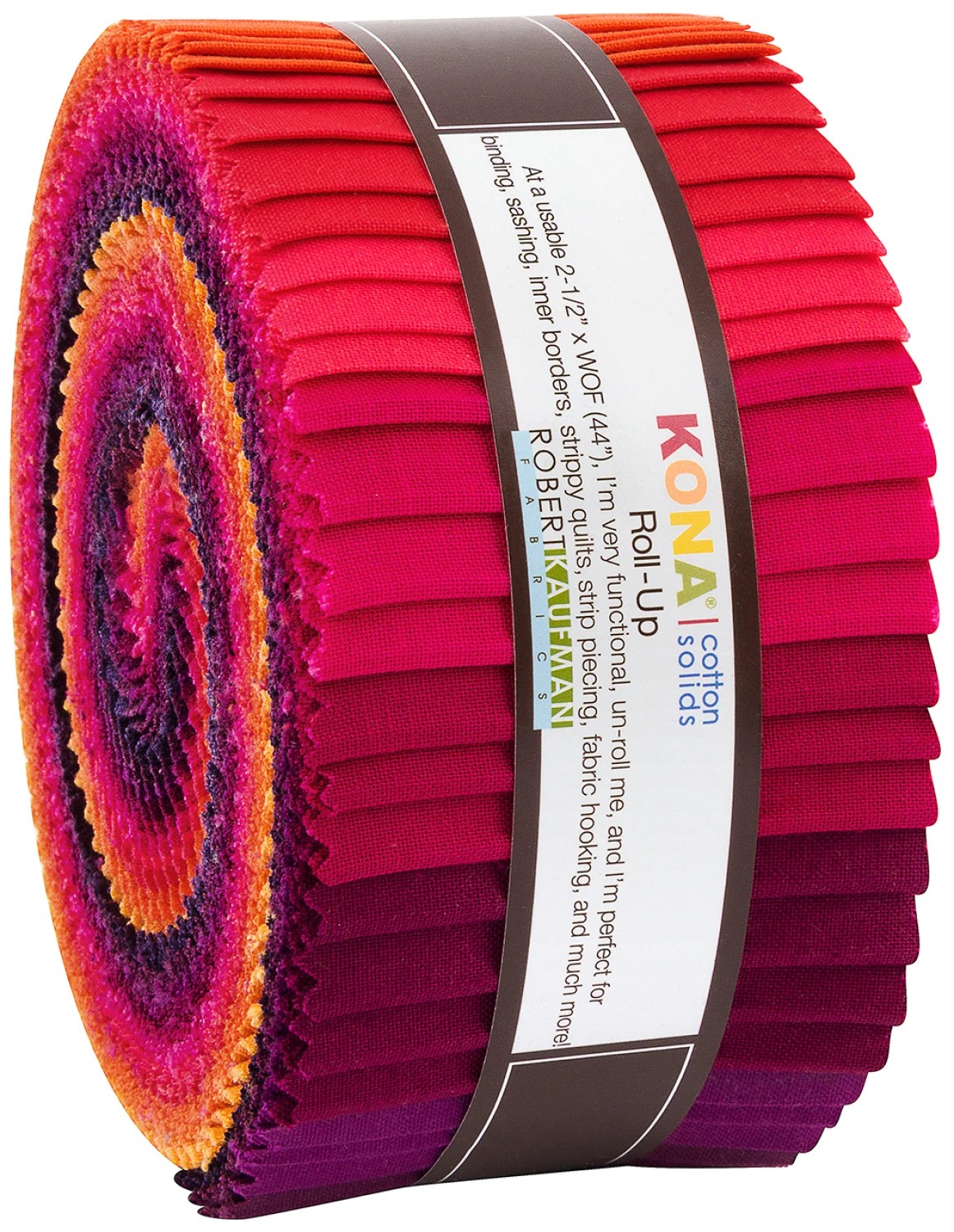 Robert Kaufman Kona Cotton Solids Birds of Paradise Roll Up 2.5" Precut Cotton Fabric Quilting Strips Jelly Roll, RU-773-40