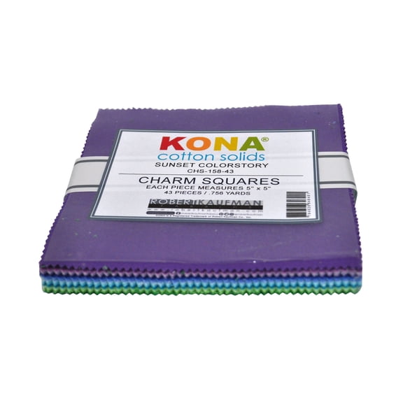 Robert Kaufman Kona Cotton Solids Sunset Palette 5 Inch Precut Squares 43pcs