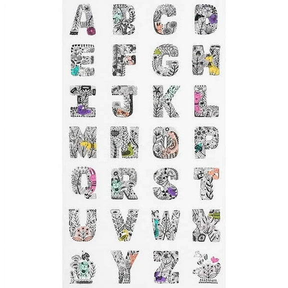 Robert Kaufman Lettered Print Shop Alphabet 24in. Panel 100% Cotton Fabric sold by the panel