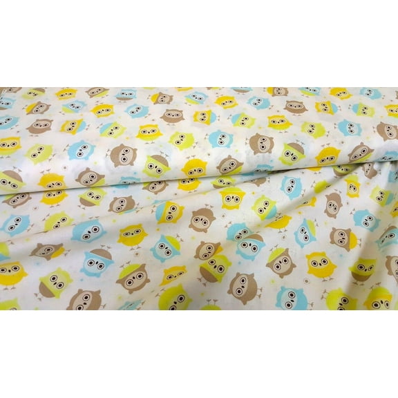 Robert Kaufman Owls Mod Hoot White 100% Cotton Fabric sold by the yard
