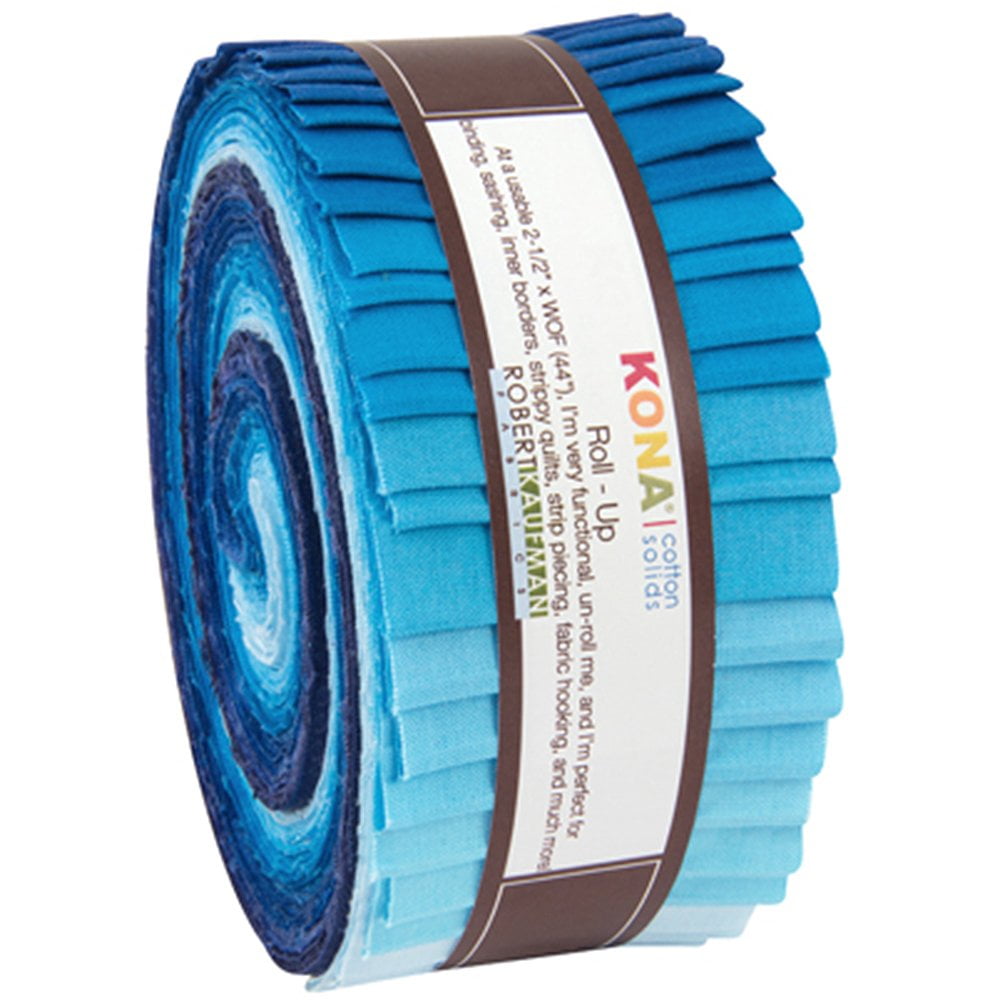 Robert Kaufman RU-440-40 Strips Kona Cotton Midnight Oasis Fabric, 2-1/2", Blue