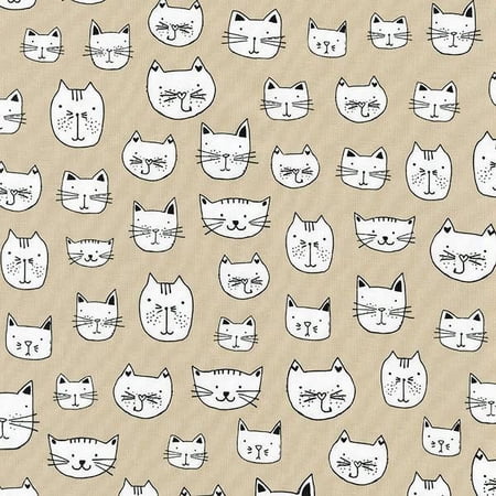 Robert Kaufman Whiskers & Tails Natural Cat Face Diversity 100% Cotton Fabric sold by the yard